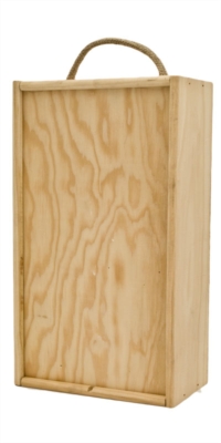 Generic two-bottle wooden case with "Selected wine" written on it.